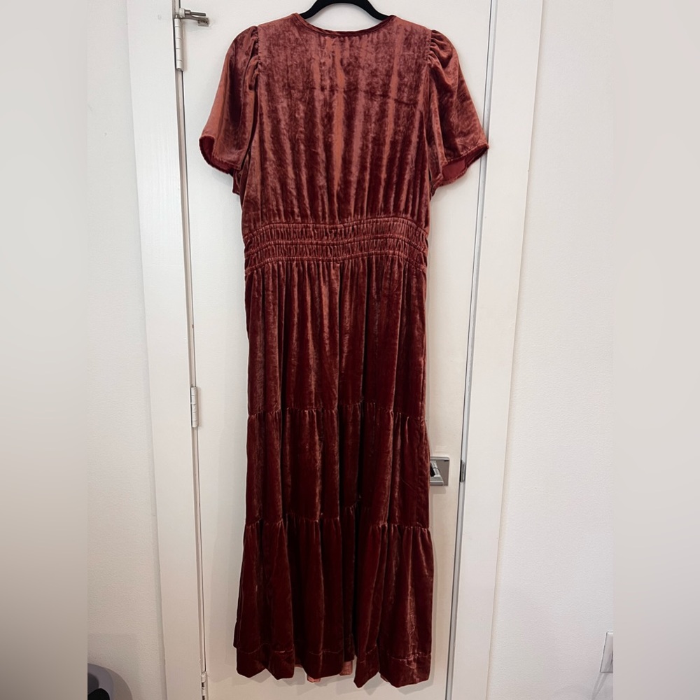 NEW Anthropologie The Somerset Maxi Dress: Velvet Edition Red - Picture 8 of 10
